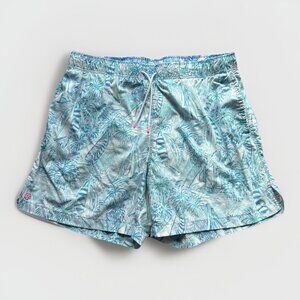 Lily Pulitzer Men’s Large Capri Swim Trunk Blue Shorts Palm Print Resort Preppy